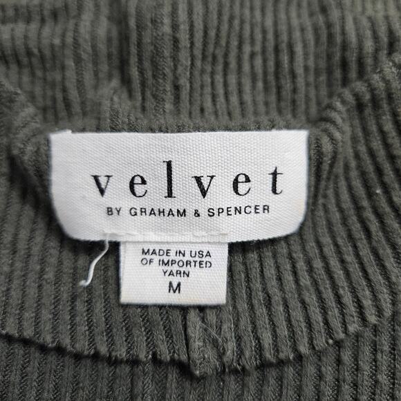 Velvet by Graham & Spencer Olive Green Ribbed Knit Sweater Medium Dolman Casual - Picture 7 of 12